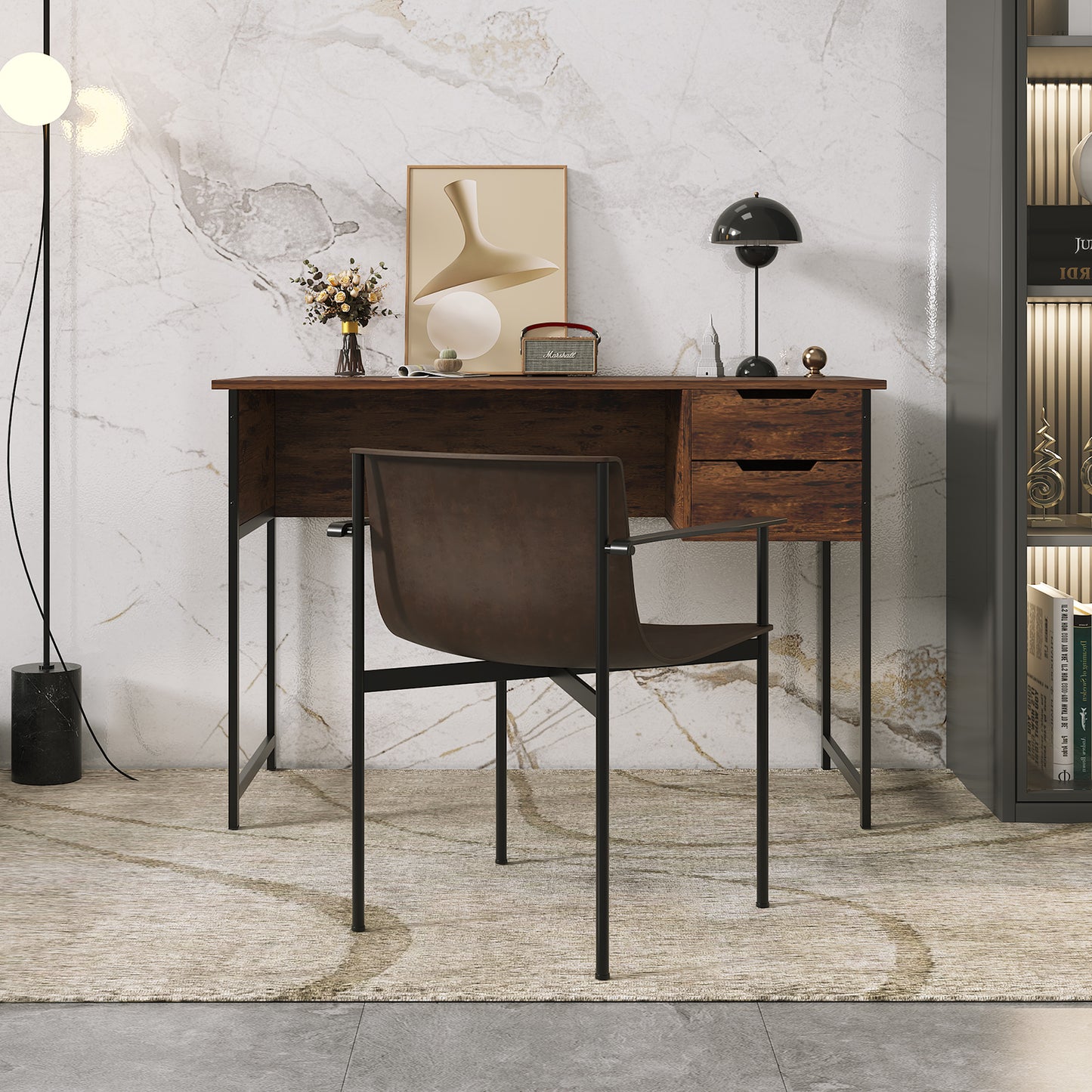 Home Office Desk with Drawers Notebook Workstation, Modern Simple Writing Study PC Work Table