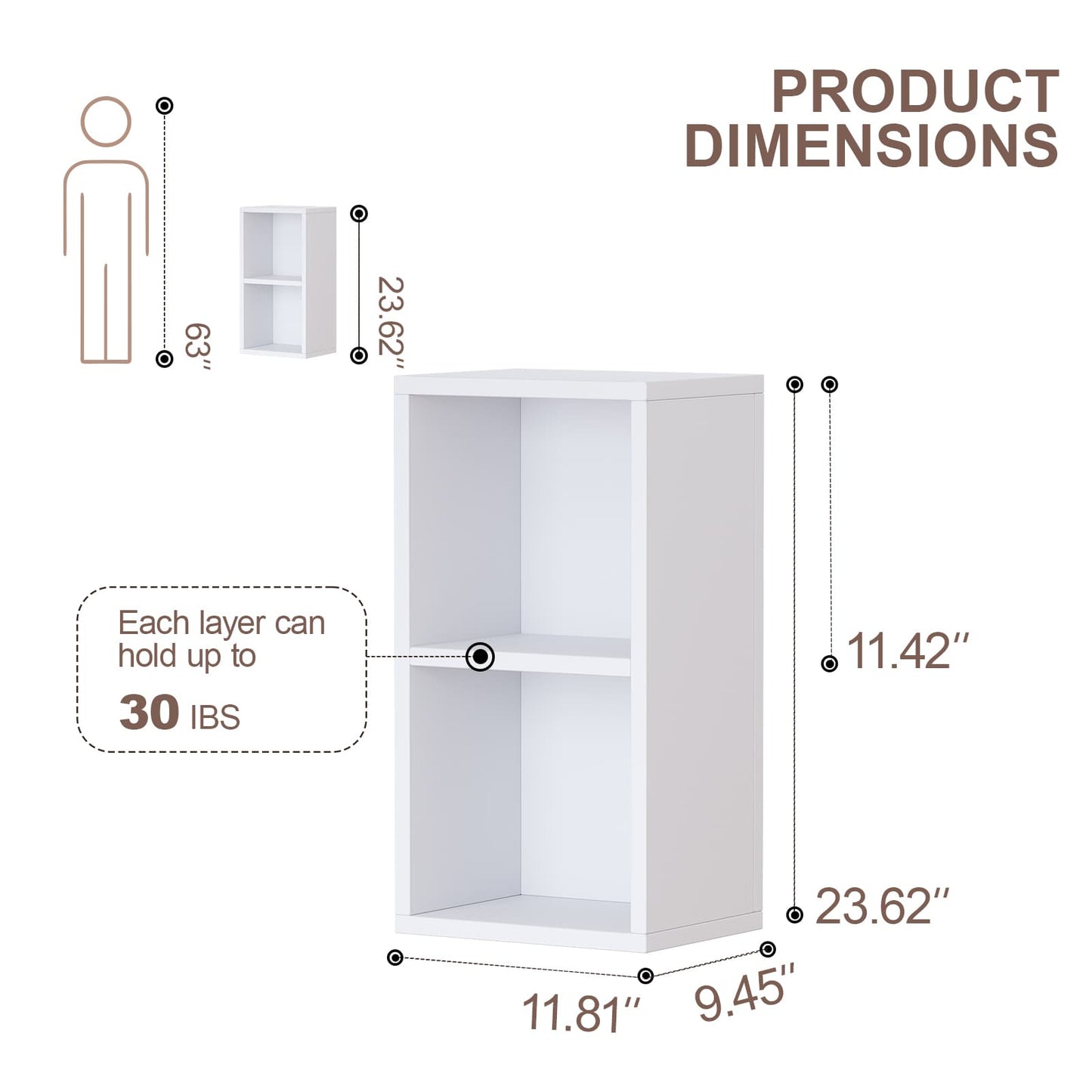 Cube Storage, 2 Tiers Bookcase for Tiny Home, Cube Organizer