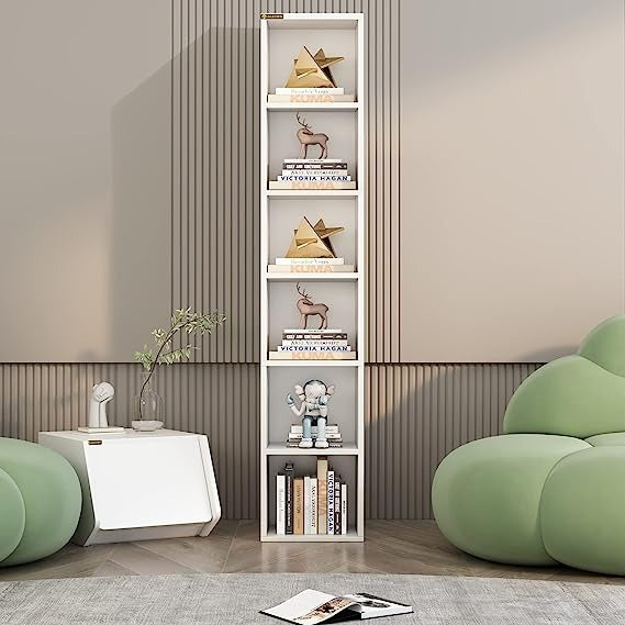 Slim Storage Cabinet, Tall Narrow Display Bookcase for Home Office
