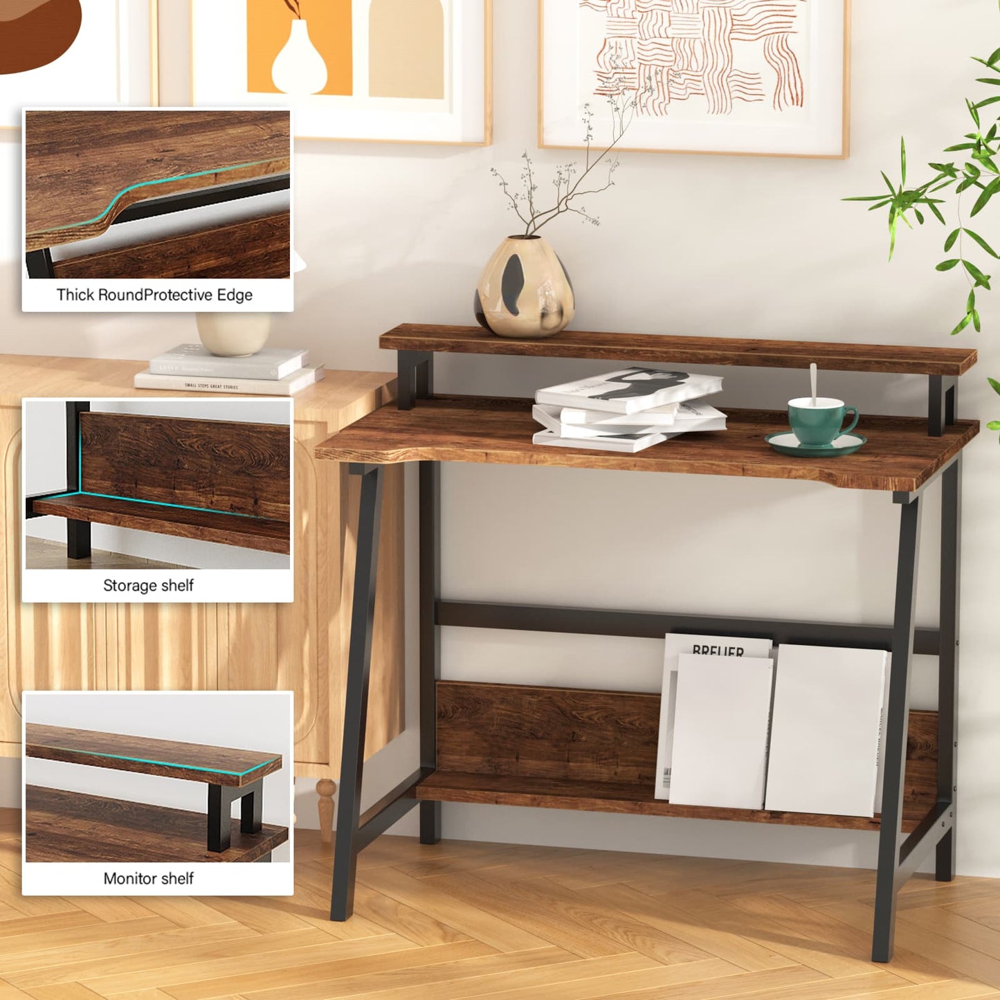 Corner Desk, Small PC Desk, Modern Minimalism Style