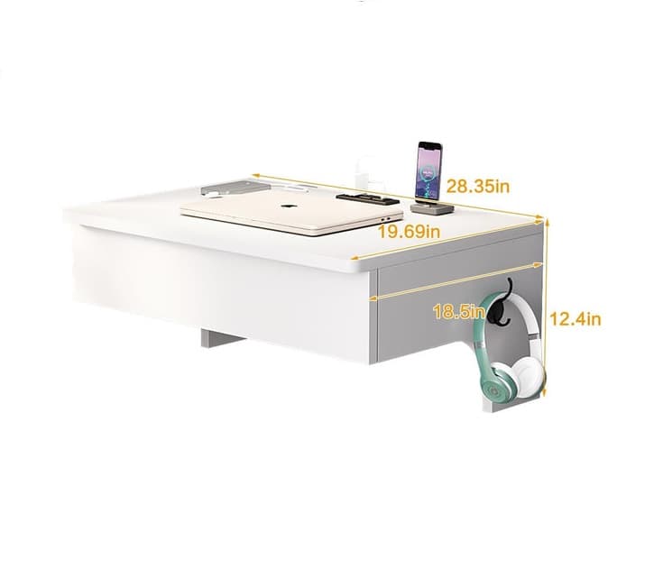 Floating Nightstand with Charging Station, Nightstands With Drawers Size