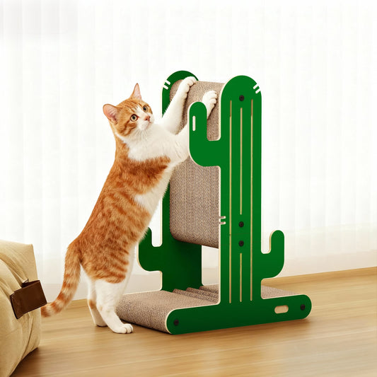 YQ JENMW Cactus Cat Scratcher, Vertical Corrugated Cardboard Cat Scratching Post, Durable Cat Scratcher Tree with Wide Base for Kittens & Adult Cats
