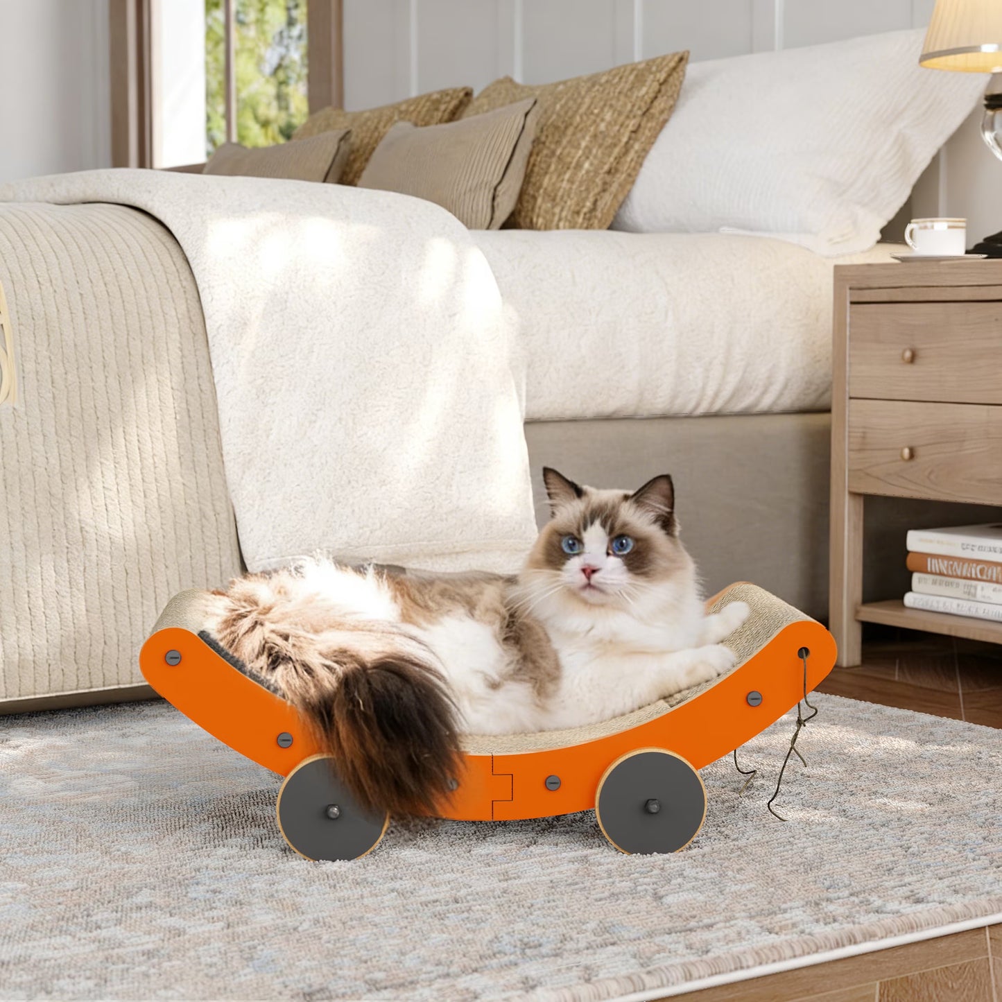 YQ JENMW Cat Roadster Scratching Board, Corrugated Cardboard Cat Scratcher, Durable Cat Scratcher Lounge Furniture for Kittens & Adult Cats