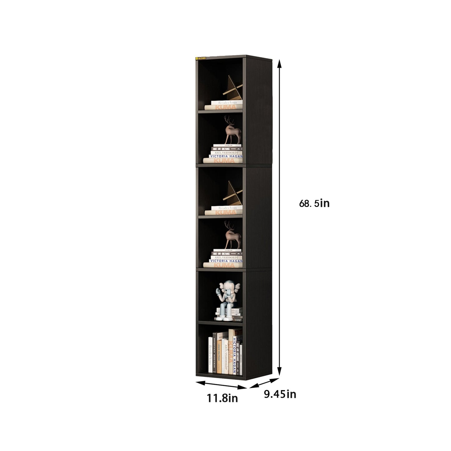 Slim Storage Cabinet, Tall Narrow Display Bookcase for Home Office