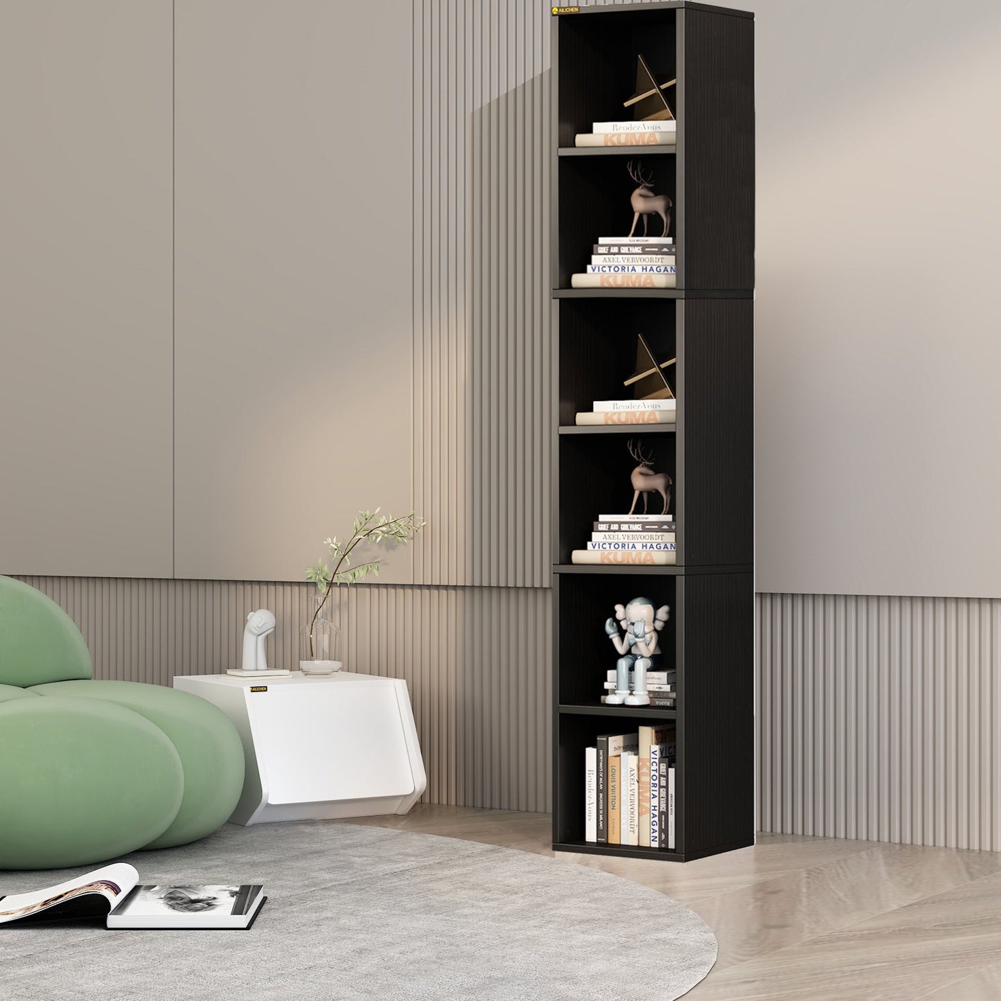 Slim Storage Cabinet, Tall Narrow Display Bookcase for Home Office