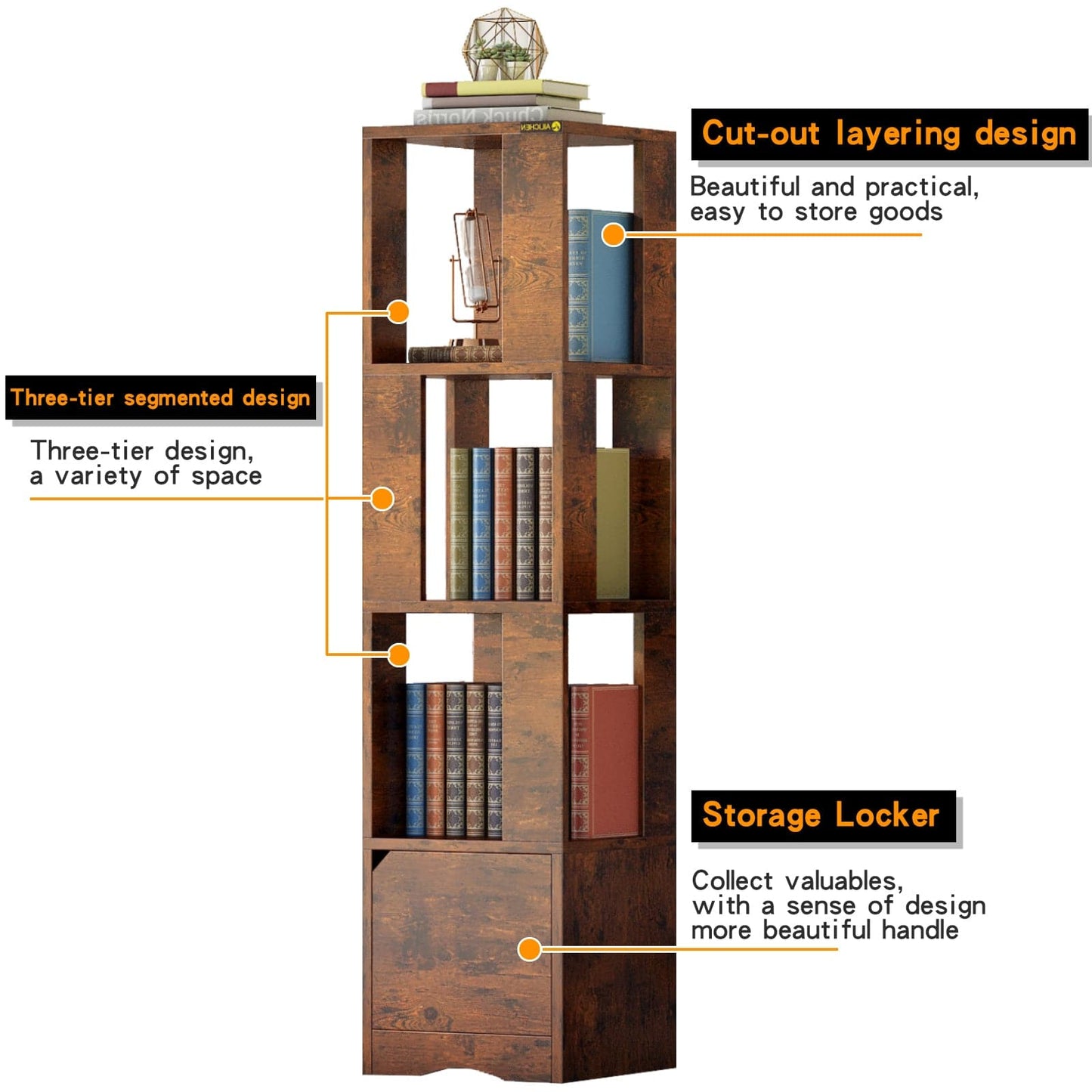 Bookshelf Storage Cabinet Record Player Stand Bathroom Cabinet with Shelves