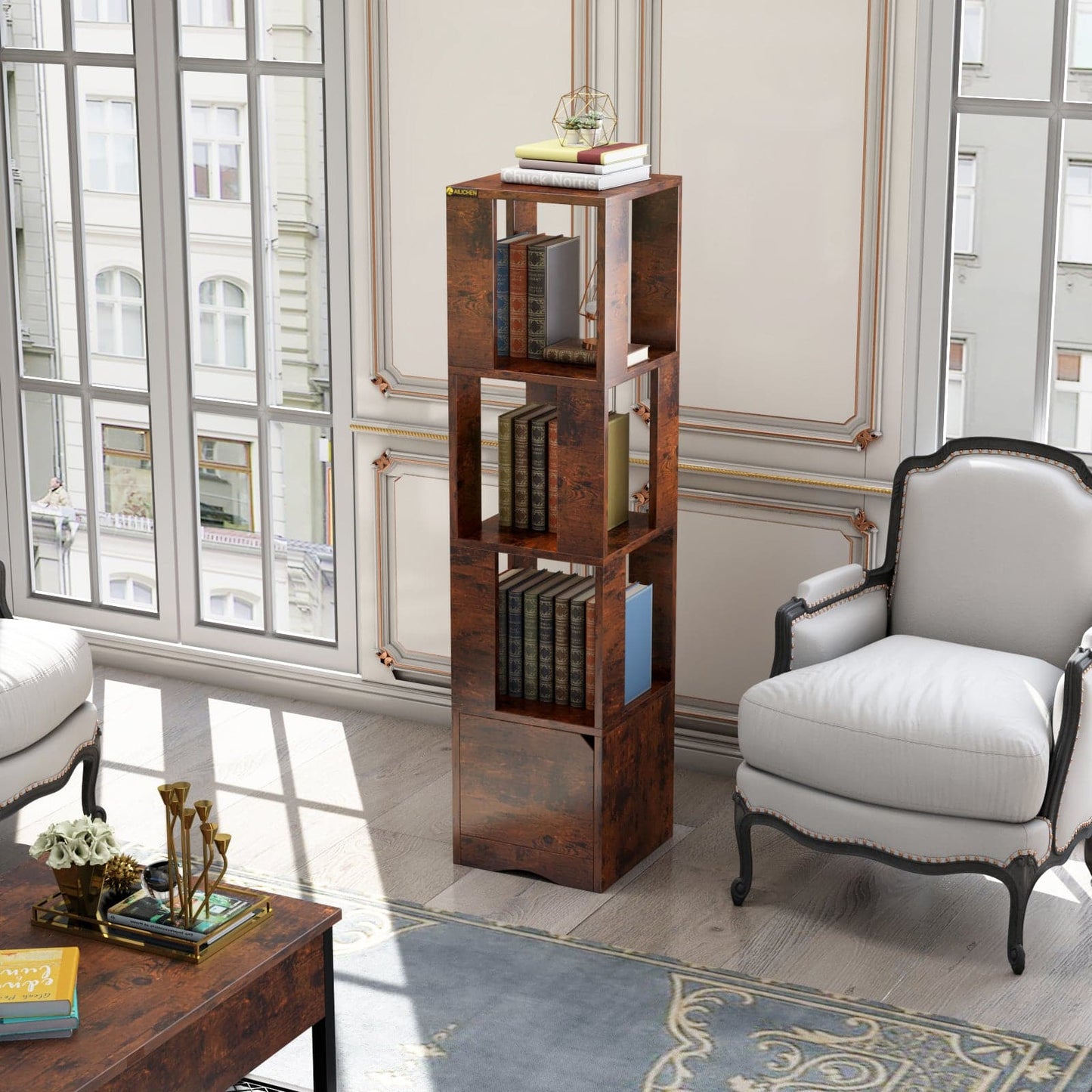Bookshelf Storage Cabinet Record Player Stand Bathroom Cabinet with Shelves