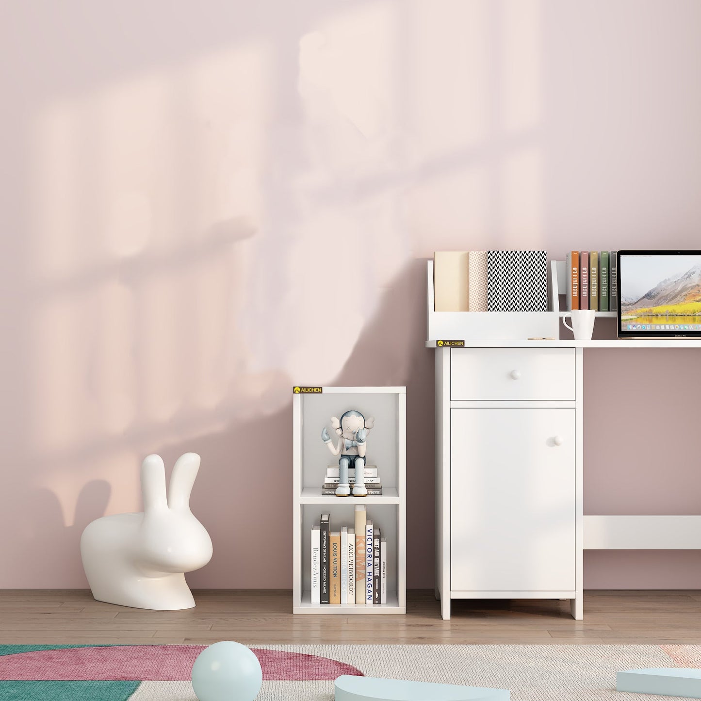 cube cabinet 2 tiers white color