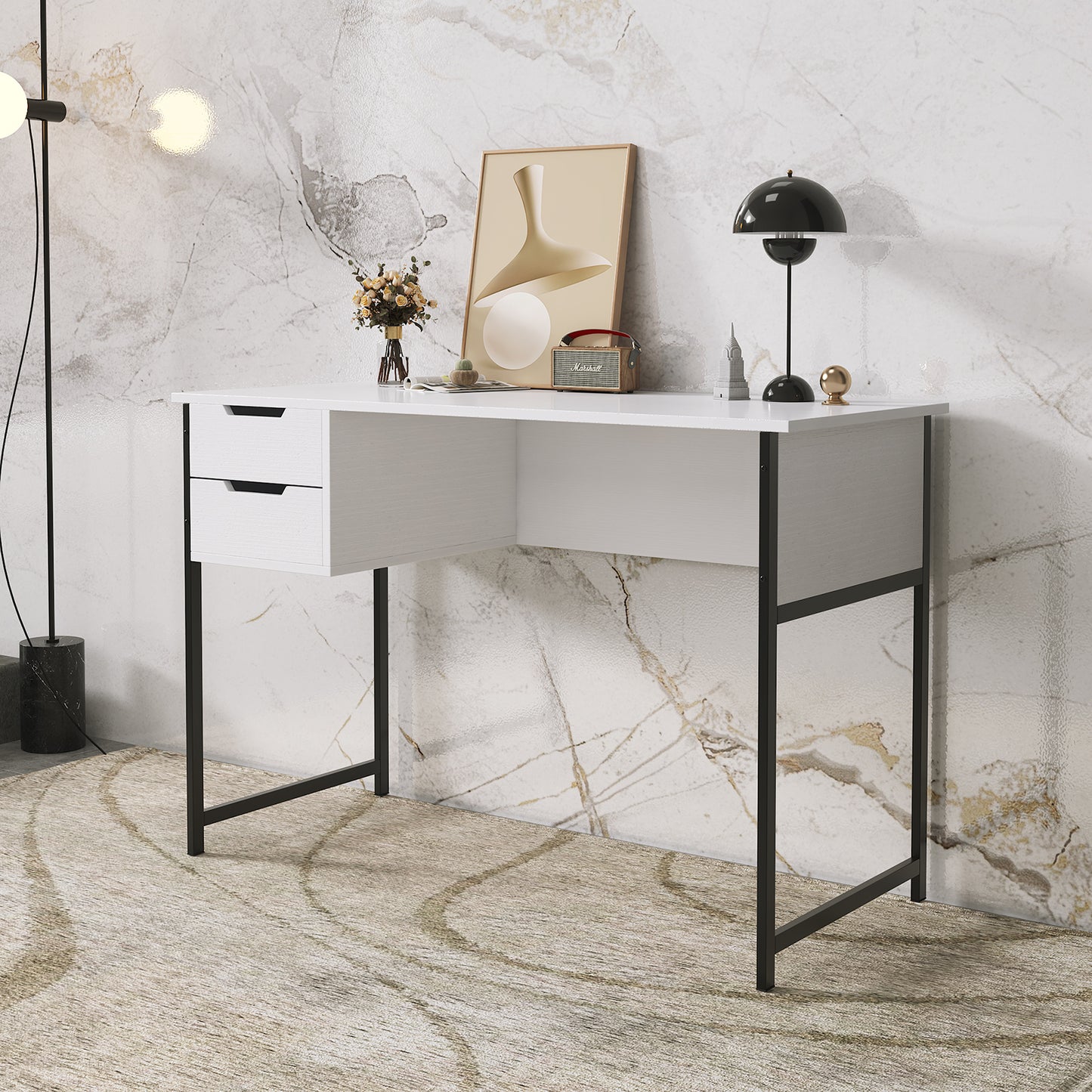 Modern Writing Desk Home Office Desk with Drawers Notebook Workstation