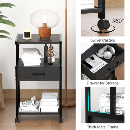 YQ JENMW Mobile Printer Stand with Drawer,Multifunctional Storage Organizer for Home,Office