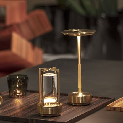 Metallic Cordless Table Lamp - Dimmable & Rechargeable