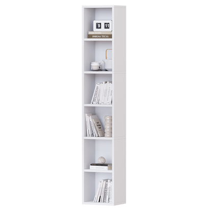 YQ JENMW Narrow Storage Bookcase,6 Tier Bookshelf for Home Office,Kitchen,Living Room,Bedroom