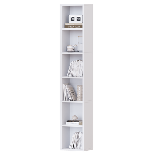 YQ JENMW Narrow Storage Bookcase,6 Tier Bookshelf for Home Office,Kitchen,Living Room,Bedroom