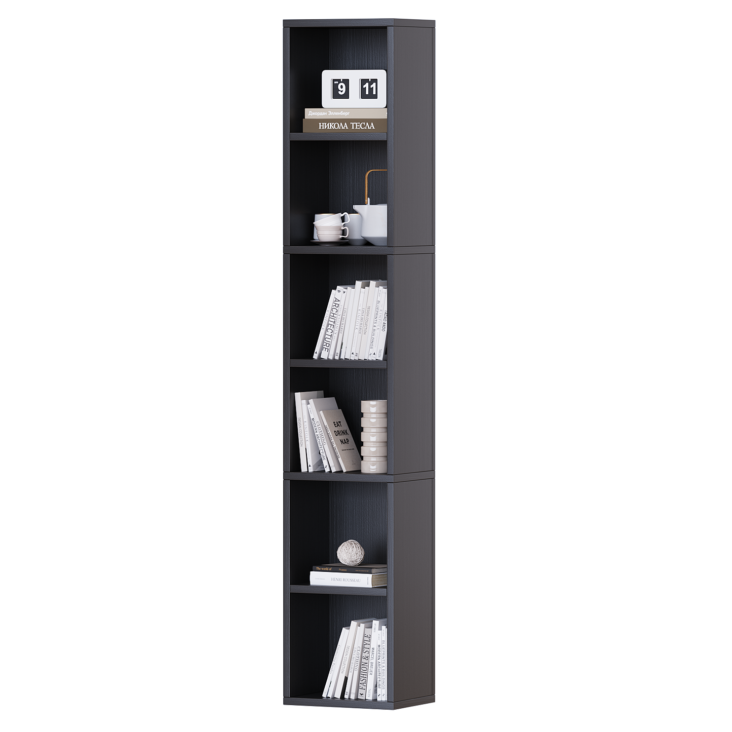 YQ JENMW Narrow Storage Bookcase,6 Tier Bookshelf for Home Office,Kitchen,Living Room,Bedroom