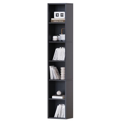 YQ JENMW Narrow Storage Bookcase,6 Tier Bookshelf for Home Office,Kitchen,Living Room,Bedroom