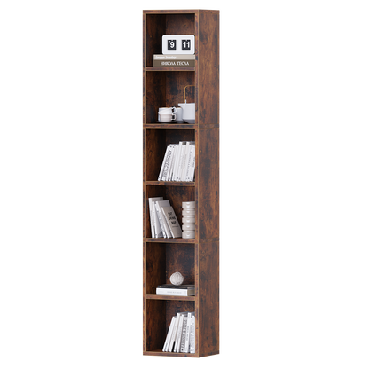 YQ JENMW Narrow Storage Bookcase,6 Tier Bookshelf for Home Office,Kitchen,Living Room,Bedroom
