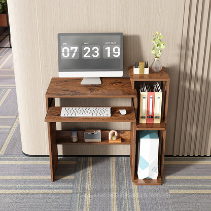 Computer Desk with Keyboard Tray and Storage Shelf Small Modern Working Table