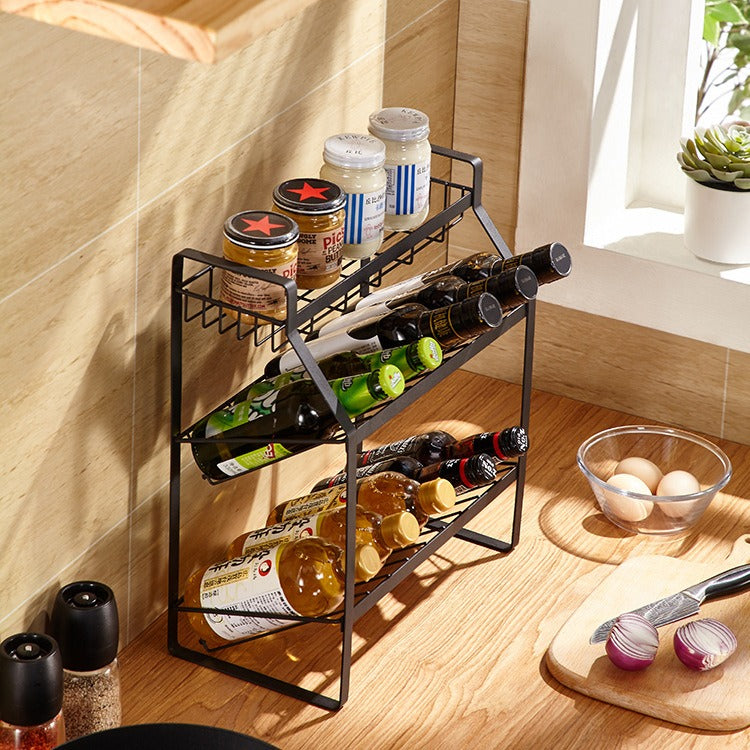 Kitchen countertop storage rack home floor multi-function condiment spice rack