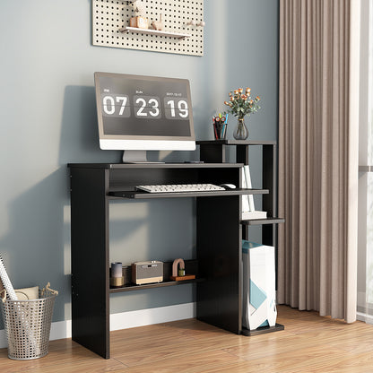 Computer Desk with Keyboard Tray and Storage Shelf Small Modern Working Table