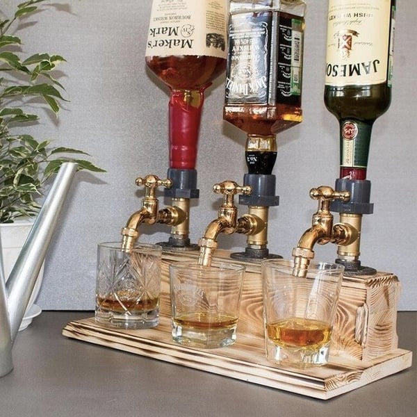 Wooden Faucet Shape Whiskey Drinks Dispenser