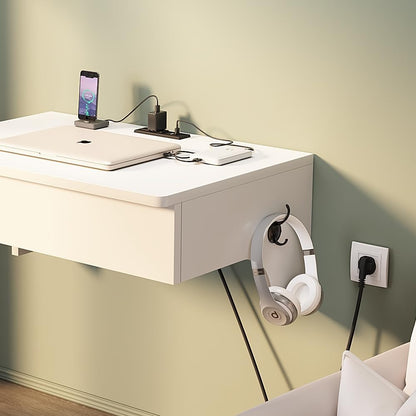 Wall Mounted Laptop Desk with Power Outlets,2 USB Ports