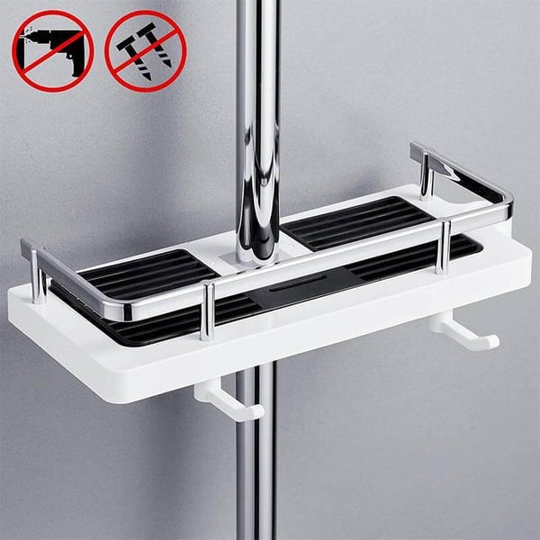 Shower rod storage shelf