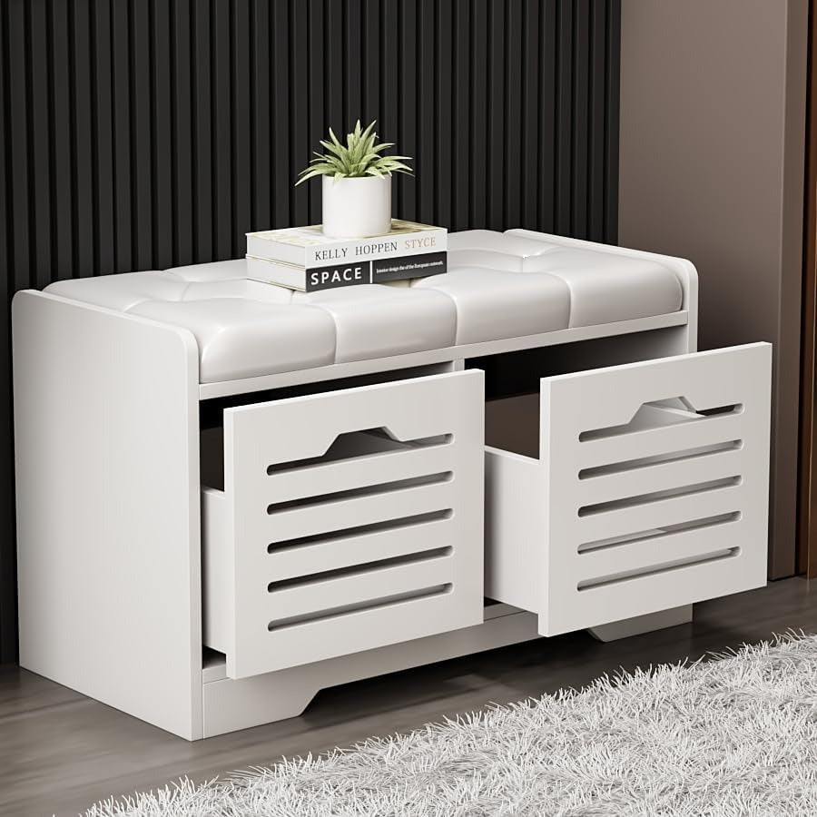 Shoe Storage Bench with 2 Storage Drawer