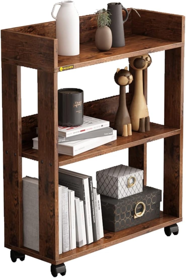 3-Tier Open Wood Shelving Unit Mobile Storage