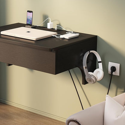 Wall Mounted Laptop Desk with Power Outlets,2 USB Ports