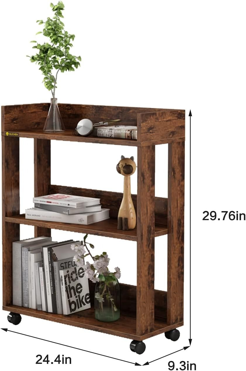 3-Tier Open Wood Shelving Unit Mobile Storage