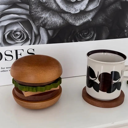 Creative And Fun Solid Wood Burger Cup Cushion