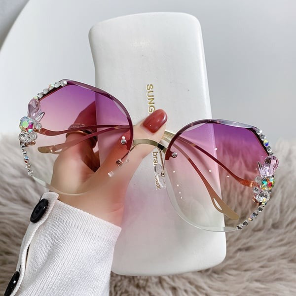 Woman Rimless Diamond Sunglasses