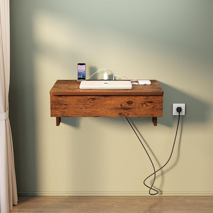 Wall Mounted Laptop Desk with Power Outlets,2 USB Ports