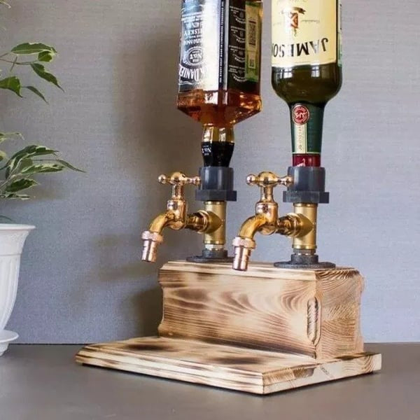 Wooden Faucet Shape Whiskey Drinks Dispenser