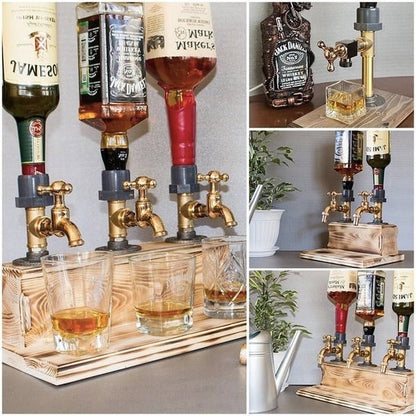 Wooden Faucet Shape Whiskey Drinks Dispenser