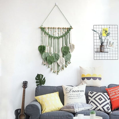 Macrame Wall Hanging - Handwoven Leaf Tapestry