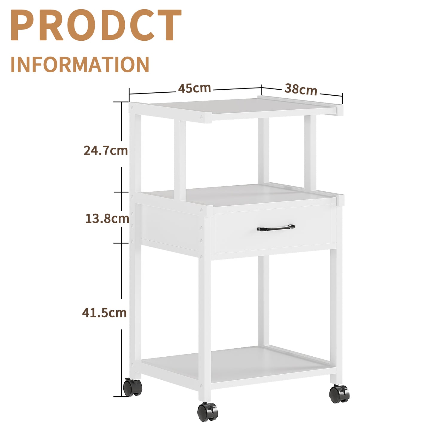 YQ JENMW Mobile Printer Stand with Drawer,Multifunctional Storage Organizer for Home,Office