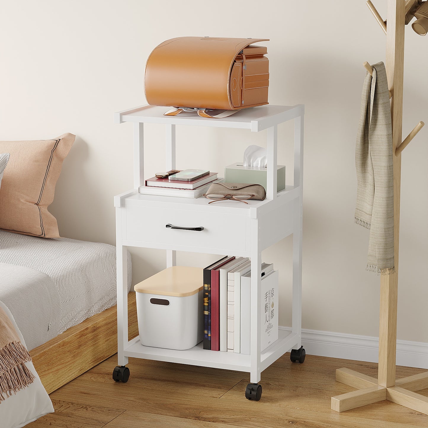 YQ JENMW Mobile Printer Stand with Drawer,Multifunctional Storage Organizer for Home,Office