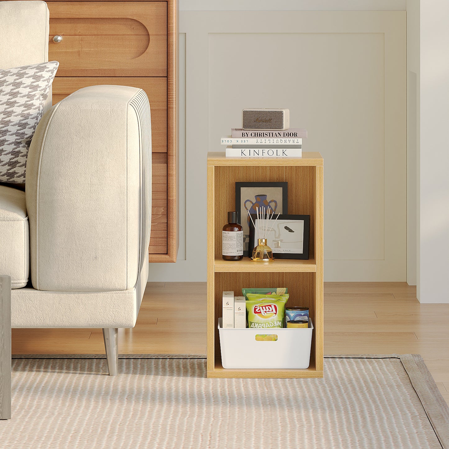 YQ JENMW 2-Tier Storage Shelf,Compact Space-Saving Organizer for Living Room,Bedroom,Kitchen,Office