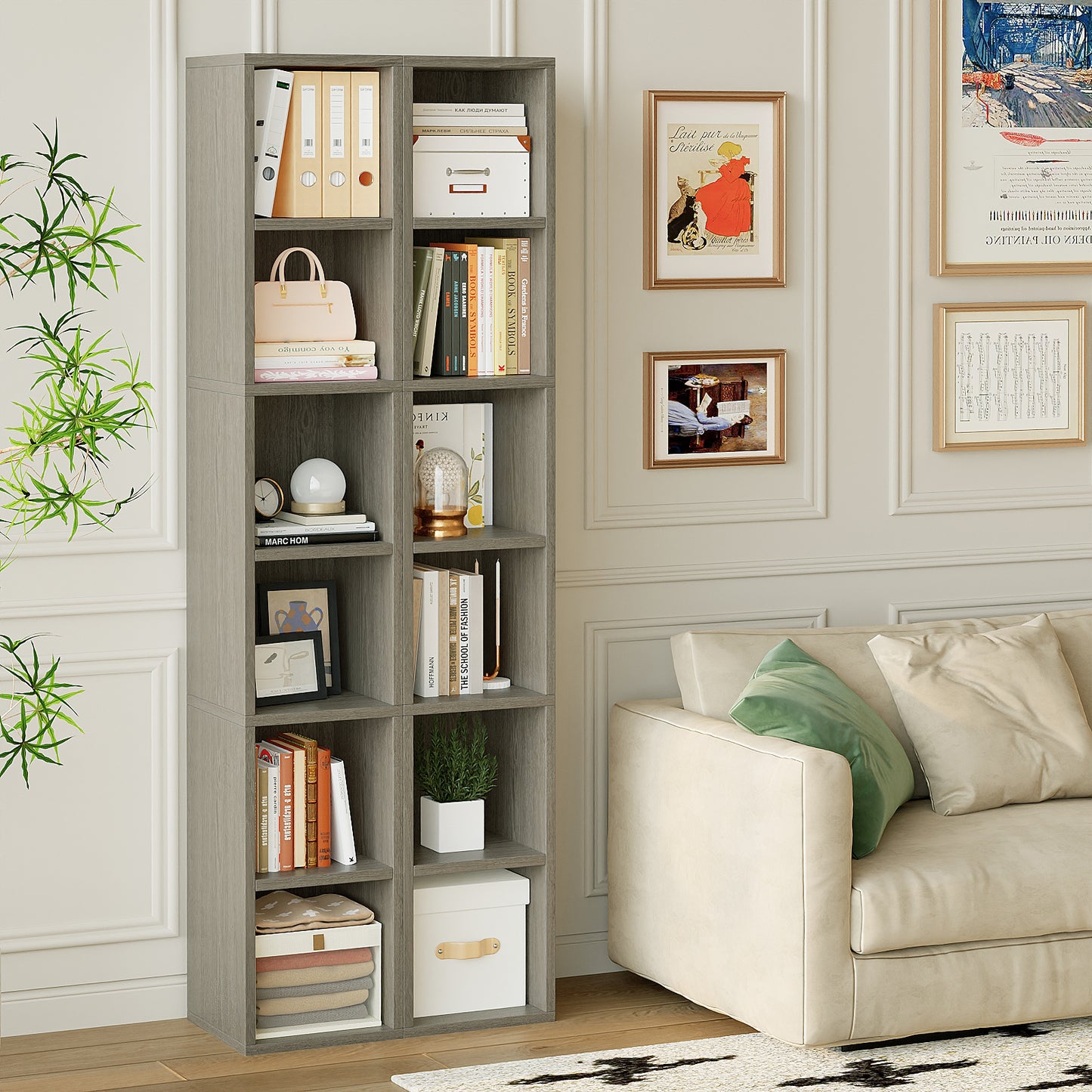 YQ JENMW Narrow Storage Bookcase,6 Tier Bookshelf for Home Office,Kitchen,Living Room,Bedroom