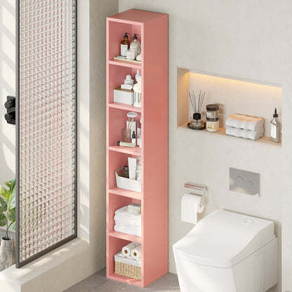 YQ JENMW Narrow Storage Bookcase,6 Tier Bookshelf for Home Office,Kitchen,Living Room,Bedroom