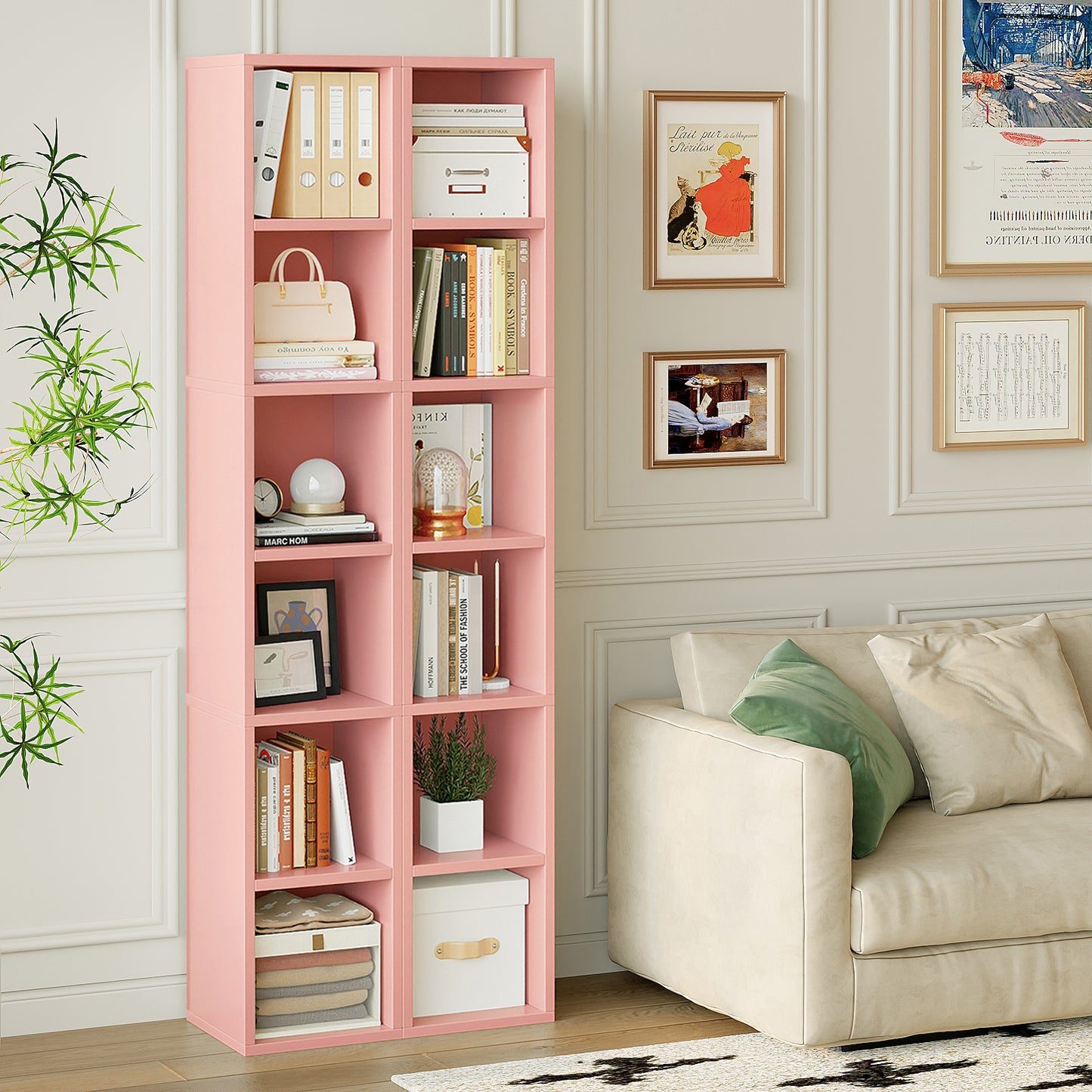 YQ JENMW Narrow Storage Bookcase,6 Tier Bookshelf for Home Office,Kitchen,Living Room,Bedroom