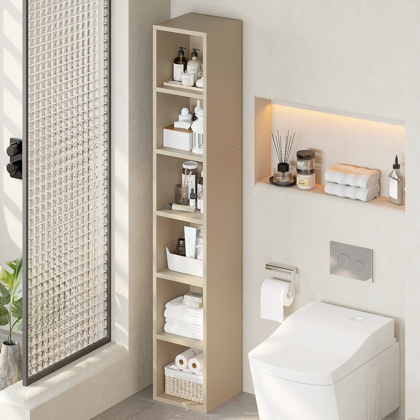 YQ JENMW Narrow Storage Bookcase,6 Tier Bookshelf for Home Office,Kitchen,Living Room,Bedroom