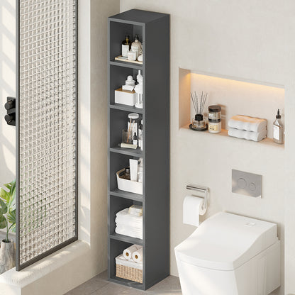 YQ JENMW Narrow Storage Bookcase,6 Tier Bookshelf for Home Office,Kitchen,Living Room,Bedroom