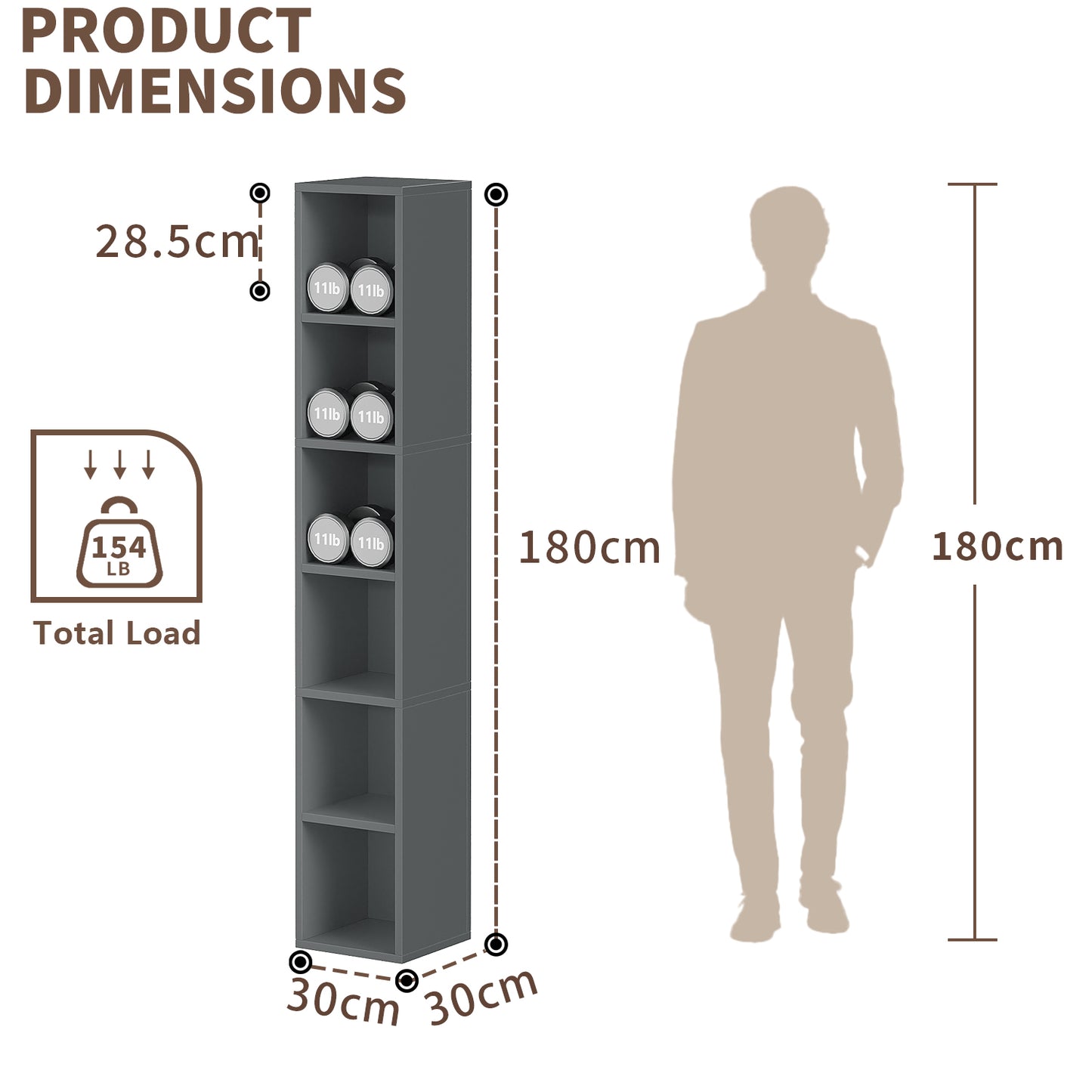 YQ JENMW Narrow Storage Bookcase,6 Tier Bookshelf for Home Office,Kitchen,Living Room,Bedroom
