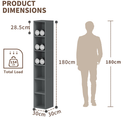 YQ JENMW Narrow Storage Bookcase,6 Tier Bookshelf for Home Office,Kitchen,Living Room,Bedroom