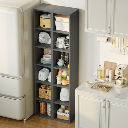 YQ JENMW Narrow Storage Bookcase,6 Tier Bookshelf for Home Office,Kitchen,Living Room,Bedroom