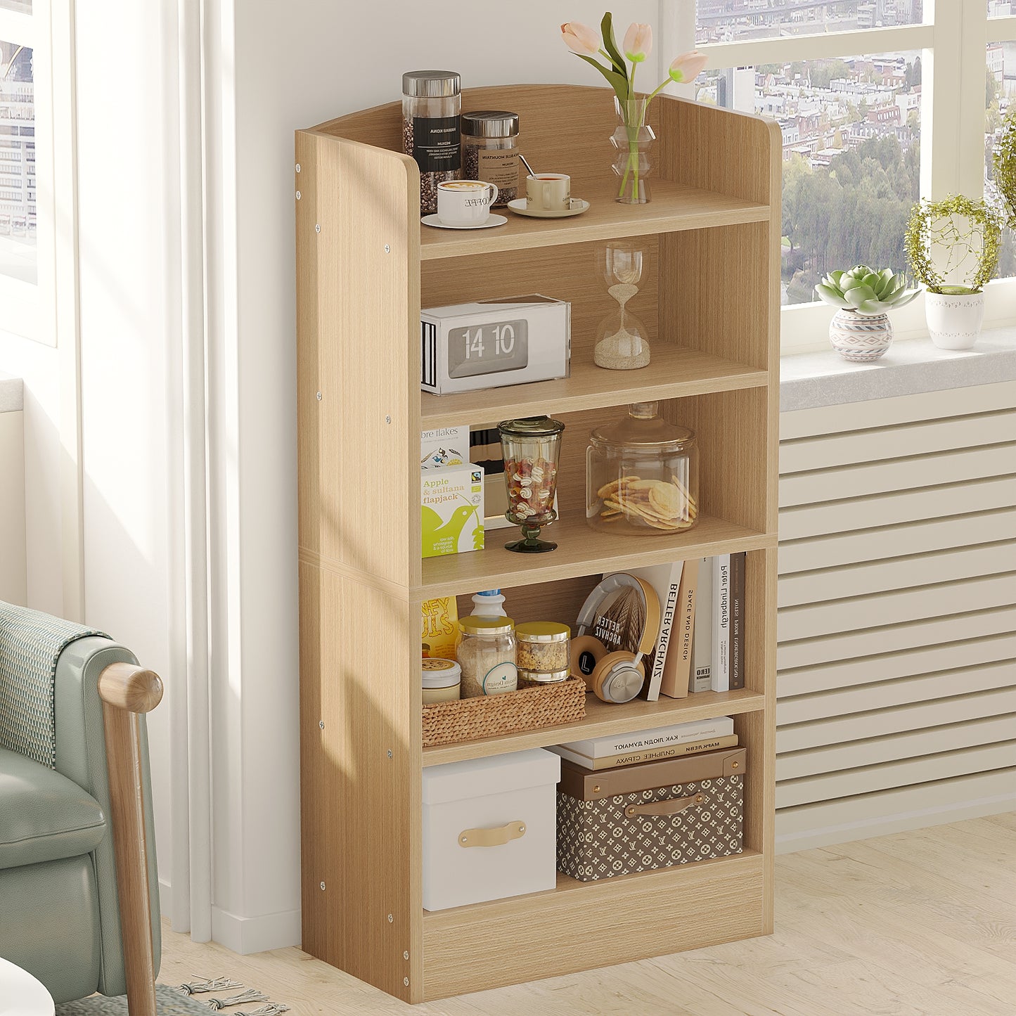 YQ JENMW 5-Tier Bookshelf,Storage Organizer Bookcase with Open Shelf,For Living Room,Bedroom,Home Office