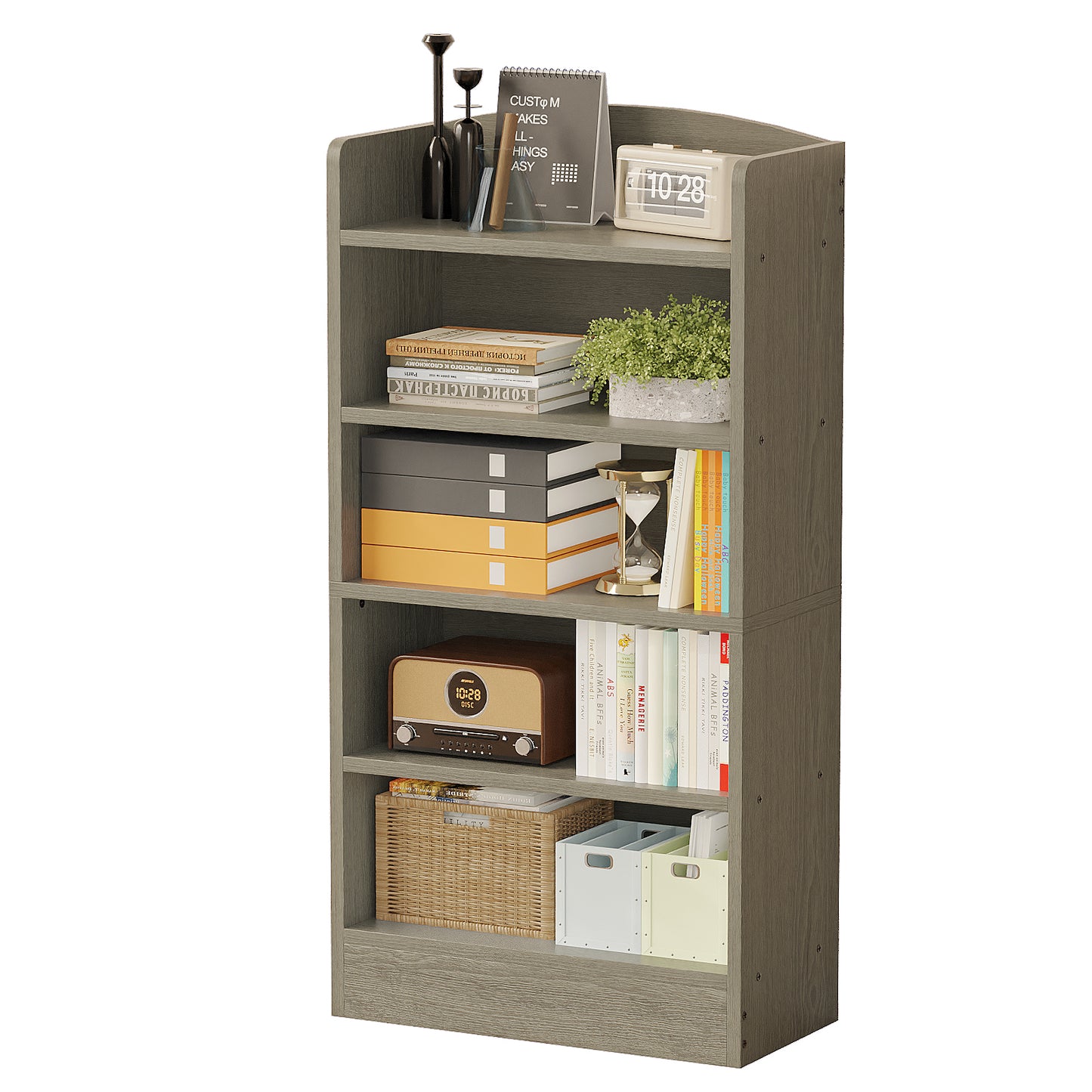 YQ JENMW 5-Tier Bookshelf,Storage Organizer Bookcase with Open Shelf,For Living Room,Bedroom,Home Office