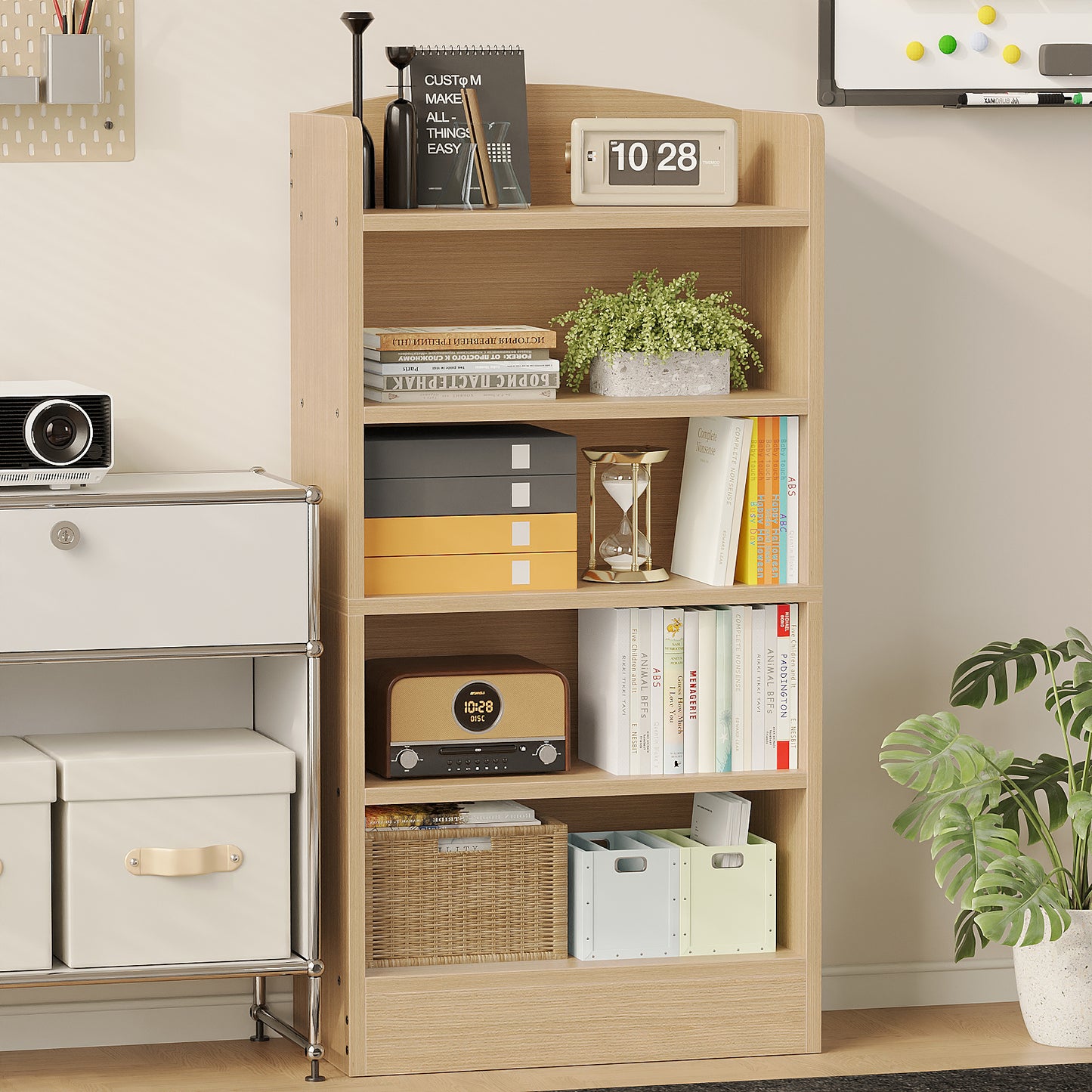 YQ JENMW 5-Tier Bookshelf,Storage Organizer Bookcase with Open Shelf,For Living Room,Bedroom,Home Office
